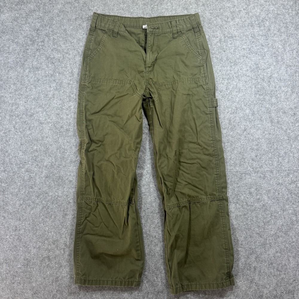 Gap Kids Carpenter Utility Pants Size 12 Olive Green Durable Cotton Canvas